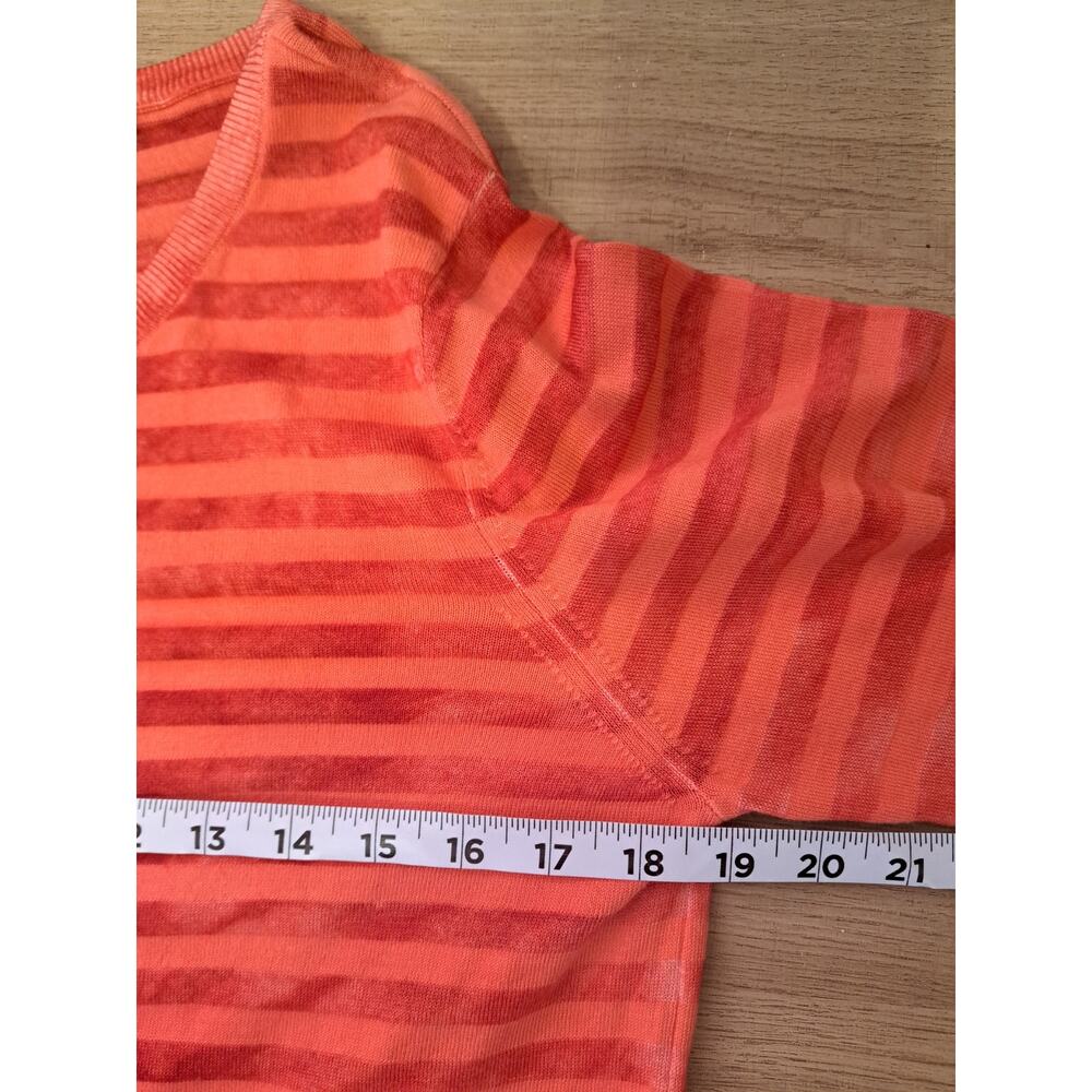 Sundance Wool & Cotton Blend Striped Cardigan Orange Peach Sz M - Picture 4 of 4